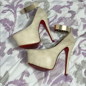 Charlotte Russe Cream Heels with Red Bottoms